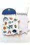 Stickered Picture Notebook Small Size Shark Themed Blue - 2