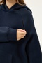 Maternity Navy Blue Oversize Kangru Pocket Hooded 3-Yarn Raster Hoodie with Hidden Zipper Detail (Breastfeeding) - 4