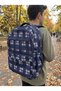 Plaid Patterned Backpack with Multiple Compartments for School and Daily Use Navy Blue - 5