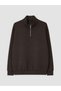 Ozmarka New Season Brown Zippered Stand Collar Men's Sweatshirt