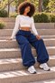 Women's Curved Waistband, Loose Fit, Pocketed, Baggy Sweatpants with Cuffs - 4