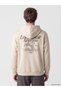 Peak New Season Beige Hooded Printed Men's Thick Sweatshirt - 4