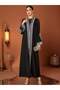 Black Contrast-Trim Open Abaya