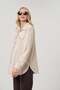 Maternity Long Sleeve Velvet Shirt with Front Pockets Cream - 6