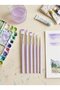 6Pcs Artist Brush Set Watercolor Acrylic Gouache Synthetic Bristle Purple - 7
