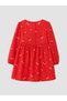 Red Floral Girl's Gabardine Dress - 3
