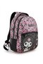 School Bag with Patterned Polka Dots and Front Pocket, Pink and Black - 2