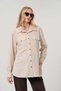Maternity Long Sleeve Velvet Shirt with Front Pockets Cream - 5