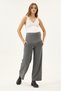 Maternity Wide-Leg Gabardine Fabric Pants, Elastic Waist and Adjustable (Gray) - 6