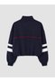Navy Blue Printed Oversized Women's Thick Sweatshirt - 4