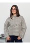 Modal Fabric Women's Striped Hooded Sweatshirt