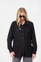 Maternity Long Sleeve Velvet Shirt with Front Pockets Black - 2