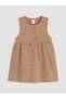 Brown Embroidered Baby Girl Velvet Dress - 2