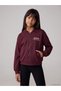 Plum Hooded Young Girls Zipper Sweatshirt - 2