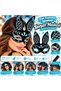 Suede Covered Embroidered Rabbit Mask – Black Turquoise Silver Bsk2026