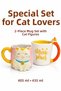 Pink and White 2-Piece Mug Set with Cat Figure, 405 ml and 435 ml
