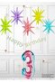 Colorful Hologram Polar Stars - Colorful Polar Stars Balloon - Macaron Happy Birthday Lettering - Rainbow Number Balloon