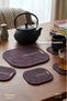 1 Piece Coaster and 4 Piece Cup Mat Set - Plum - 2