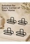 No-Drill Mounted Toilet Paper Holder Black Metal Adhesive Bathroom Paper Holder Set of 4