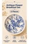 Antique Flower White 6-Piece Luxury Breakfast Set