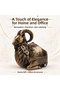 Luxury Alloy Metal Decorative Ashtray with Cap and Ram Figure, Incense Burner, Storage Box, Metal Figurine 13X14 Cm. - 5