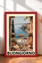 6 Piece Buongiorno Italy Framed Painting Set Italy Posters Living Room Kitchen Gallery Wall Sixit08 - 5