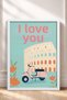Ti Amo Written Colosseum and Classic Scooter Framed Painting Italy Poster Wall Decor Itn047 - 3