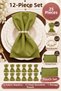 Khaki 12-Piece Fabric Napkin Set 45X45Cm |   25 Pieces with Pearl Ring and Bag |   Guest House and Dowry Tableware Presentation Napkin