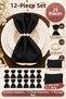 Black Set of 12 Fabric Napkins 45X45Cm |   25 Pieces with Pearl Ring and Bag |   Guest House and Dowry Tableware Presentation Napkin