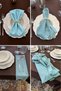 Turquoise Set of 12 Fabric Napkins 45X45Cm |   25 Pieces with Pearl Ring and Bag |   Guest House and Dowry Tableware Presentation Napkin - 4