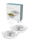 Aria - Set of 2 Glass Salad Bowls 20 cm Striped Transparent Glass Deep Serving and Presentation Bowl Set - 2