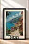Stone Pathway Framed Painting on Sicilian Coast Italy Poster Living Room Kitchen Wall Decor Itp011 - 3