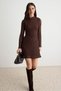 Brown Lace A-Line/A Bell Form Spanish Sleeve Short / Mini Lined Knitted Dress Twoaw27El00165 - 4