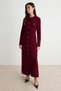 Bordo Astarsız Düz Triko Tesettür Elbise TCTAW26EB00009 - 3