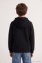 Black Boy's Hooded Zippered Double Pocket Plain Knitted Sweatshirt Tkdaw27Sw00055 - 9