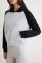 Gray Melange Black Color Block Zippered Oversize Thick Fleece Lined Knitted Sweatshirt Twoaw27Sw00267 - 4