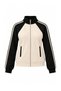 Black Color Block Oversize/Wide Zipper Cut High Collar Striped Knitted Sweatshirt Twoaw27Sw00187