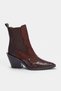 Dark Brown Croco Toe Detailed 7 cm Women's Block Heeled Western Boots Takaw27Bo00022 - 3