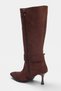 Brown Patent Leather Belt Detailed Women's 8.5 cm Thin Heeled Boots Takaw26Cz00037 - 5