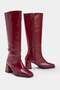Burgundy Tape Detailed Square Toe Women's 6.5 cm Block Heeled Boots Takaw26Cz00007 - 2