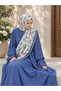 Adriana Crepe Sleeve Detailed Indigo Hijab Dress