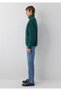 Green Basic Sweatshirt with Half Zipper 0S20027-85173 - 3