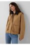 Velvet Collar Detailed Beige Jacket Loose Fit / Loose Comfortable Cut 1110916-81388