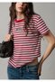 Logo Printed Striped Red T-Shirt Regular Fit / Normal Cut 1614397-91112 - 2