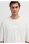 Logo Printed Ecru T-Shirt Oversize / Wide Cut 0613581-70057 - 6