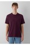 Logo Printed Claret Red Basic Interlock T-Shirt Loose Fit / Comfortable Cut 0613102-70434 - 4