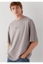 Logo Printed Gray T-Shirt Oversize / Wide Cut 0613573-80615 - 3