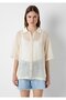 Transparent Beige Shirt with Hole Detail Loose Fit / Relaxed Fit 1614246-70072 - 3