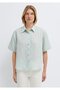 Striped Green Crop Shirt Loose Fit / Relaxed Fit 1211459-91506 - 4