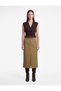 Belted, Pocketed, Slit, Comfortable Fit Cotton Pencil Skirt